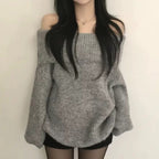ルーズオフショルダーリブニット オフホワイト 商品画像2