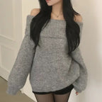 ルーズオフショルダーリブニット オフホワイト 商品画像5