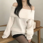 ルーズオフショルダーリブニット オフホワイト 商品画像4