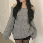 ルーズオフショルダーリブニット オフホワイト 商品画像5