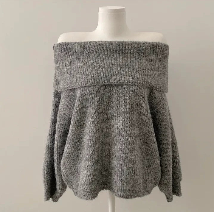 ルーズオフショルダーリブニット オフホワイト 商品画像7