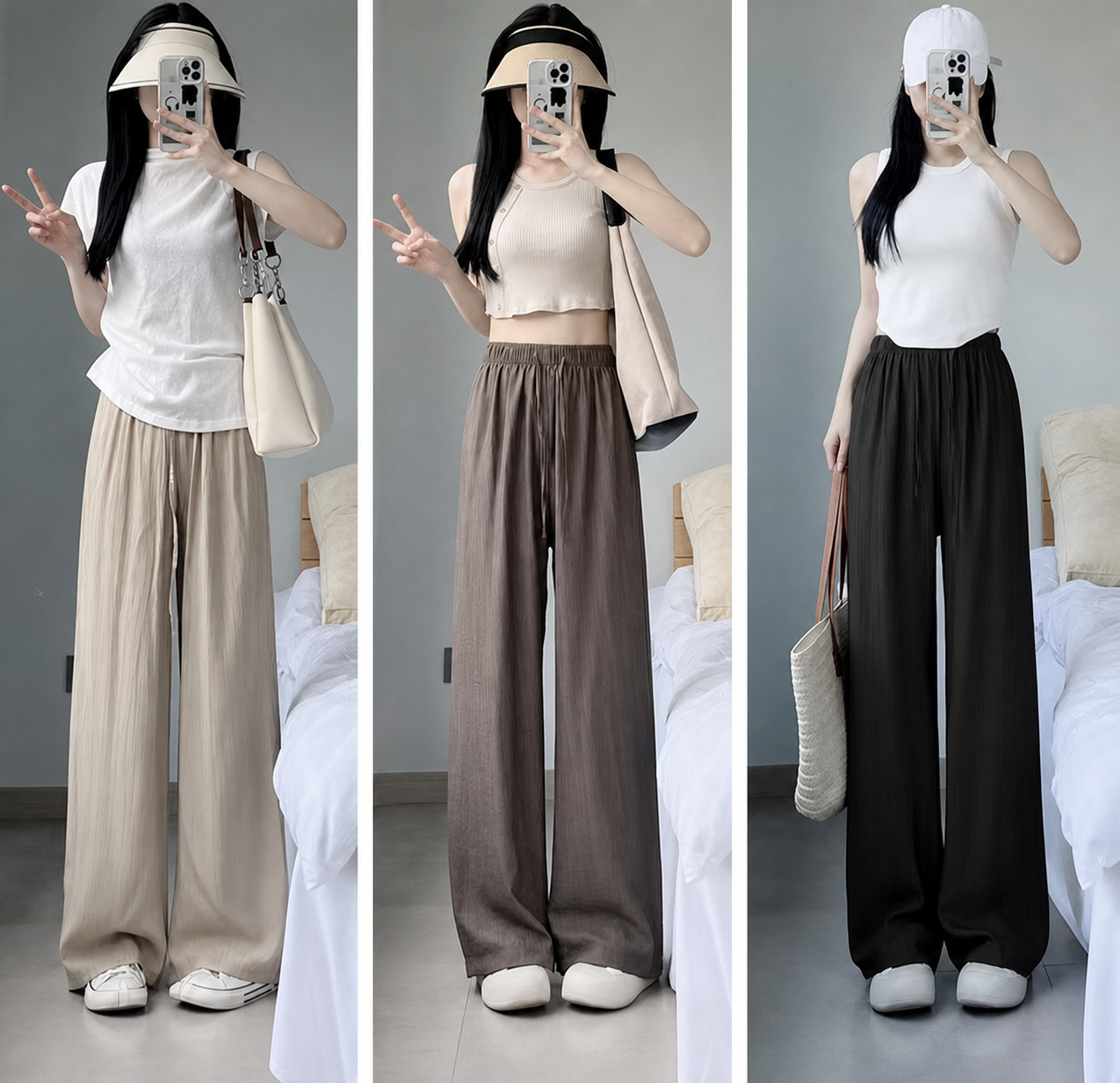 ドレープタックワイドパンツ 3色比較 商品画像