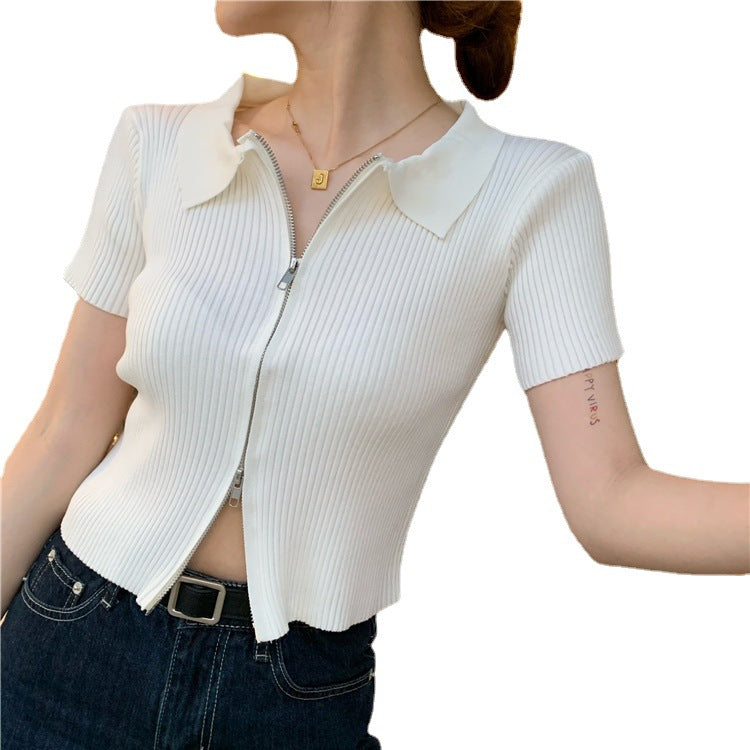 ジップアップショートニット LINEAメイン画像