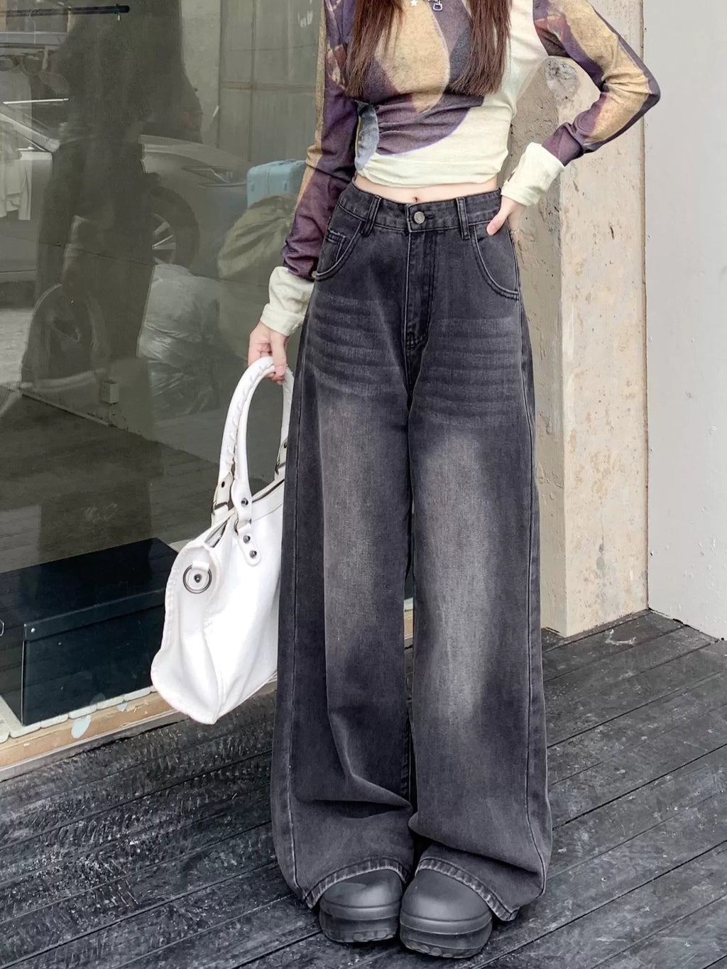 フェードブラックワイドデニム LINEAメイン画像